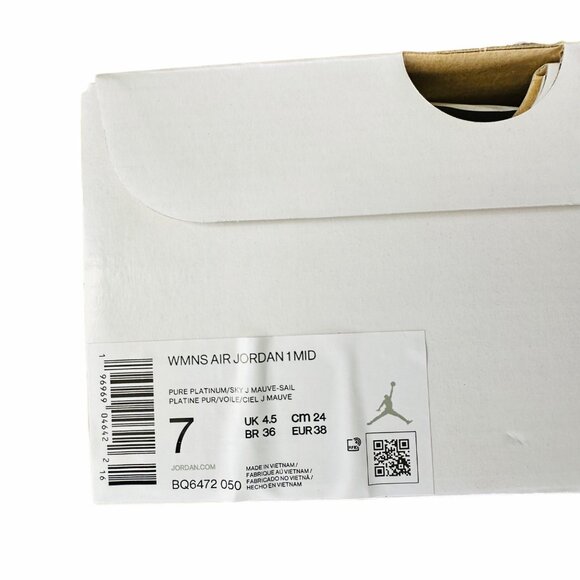 ❤️Nike Air Jordan 1 Mid Sky J Mauve Sz 7 Women's Shoes Sneakers White BQ6472-050 - Picture 13 of 14